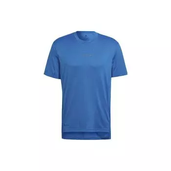 Adidas Однотонная футболка с круглым вырезом и коротким рукавом с буквенным принтом, мужские топы синего цвета H53380 XS
