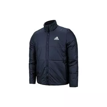 Adidas Однотонная хлопковая куртка с воротником-стойкой на молнии, мужская куртка темно-синего цвета HG6272 S