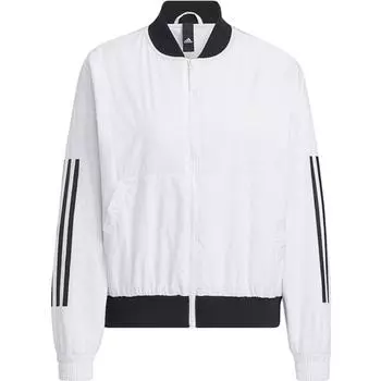 Adidas однотонная полосатая куртка с бейсбольным воротником, женская верхняя одежда, белая HM7075 XS