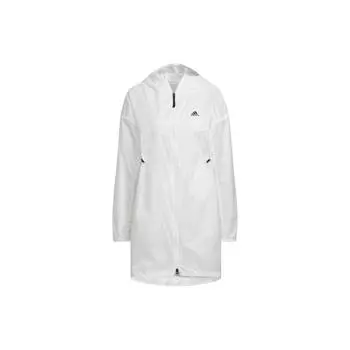 Adidas Однотонная повседневная куртка средней длины с капюшоном, защита от солнца, женская куртка, ярко-белый цвет IA1785 XL