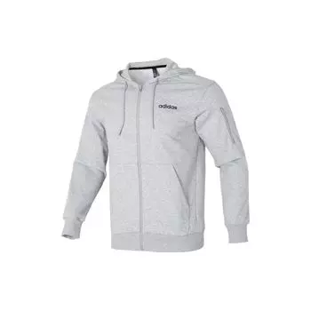 Adidas Однотонная повседневная толстовка с капюшоном и застежкой-молнией с длинным рукавом, мужская толстовка серого цвета JF3323 L