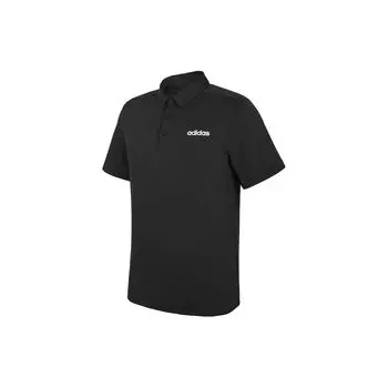 Adidas Однотонная удобная повседневная рубашка поло с коротким рукавом для мужчин, черные топы JD3201 L