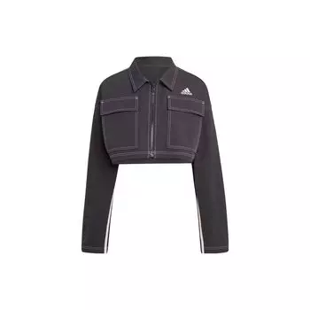 Adidas однотонная укороченная куртка с длинным рукавом женская верхняя одежда черная IB4751 L