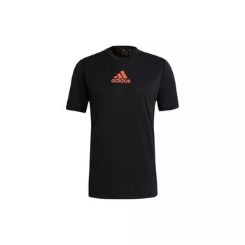 Adidas однотонный логотип с коротким рукавом, спортивная футболка, мужские топы, черный GM2145 M