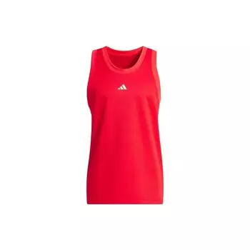 Adidas Однотонный логотип свободный баскетбольный спортивный жилет с круглым вырезом мужской топ красный IL2266 M