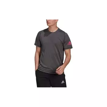 Adidas однотонный пуловер с круглым вырезом и коротким рукавом, мужские топы, металлик-черный, розовый, GU2779 XS