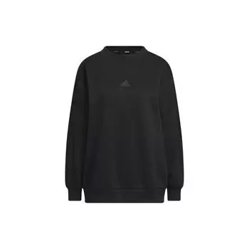 Adidas Однотонный свободный крой с круглым вырезом, свитер с длинным рукавом, женские топы, черный IK9888 S