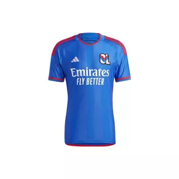 Adidas Olympique Lyonnais 23/24 выездная майка синего цвета высокого разрешения для мужчин уличная одежда IB0907 L