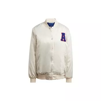 Adidas Оригинальная атласная куртка Collegiate с буквенной нашивкой, спортивная, свободного кроя, с длинным рукавом, женская куртка, белая IC5215 S