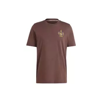 Adidas Оригинальная футболка Nice Graphic Tee с принтом логотипа, спортивная футболка с круглым вырезом и коротким рукавом, мужские топы, темно-коричневый цвет IR7589 S
