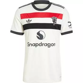 Adidas Originals Коллекция Манчестер Юнайтед SS24 Удобная Мода Ретро Футбольная Джерси Мужские топы Белый IY7806 XS