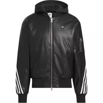 Adidas Оригинальная куртка FW24 PU серии Fashion Logo из искусственной кожи, спортивная куртка для мужчин, черные куртки JL7556 XS