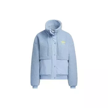 Куртка женская Adidas Originals однотонная с вышитым логотипом на молнии со стойкой синяя HY1374 XL