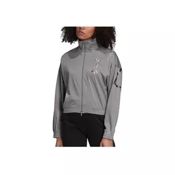 Adidas Оригинальная повседневная спортивная куртка Lrg Track Top с логотипом и воротником-стойкой, с длинным рукавом, женская куртка серого цвета FS7227 XS
