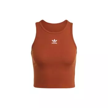 Adidas Оригинальная ребристая майка с вышитым логотипом-трилистником, женская, ржаво-серая IL9627 XS