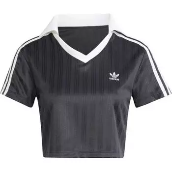 Adidas Оригинальная рубашка поло с вышитым логотипом бренда FW24 с коротким рукавом в полоску, женские рубашки поло черного цвета JD2606 S