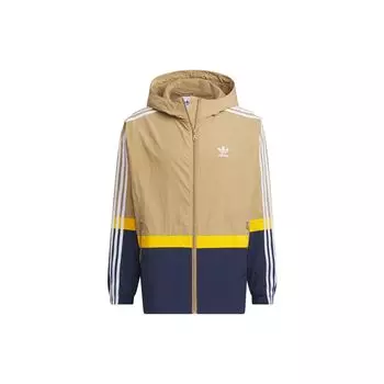 Спортивная куртка Adidas Originals с полосатым логотипом и цветными блоками, мужская верхняя одежда, цвет картон - желтый IN0996 L
