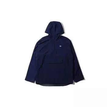 Adidas Оригинальная спортивная ветрозащитная куртка с капюшоном и небольшим логотипом в виде трилистника, мужская куртка темно-синего цвета DU7856 S