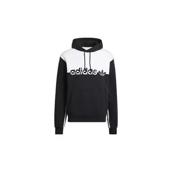 Худи Adidas Originals с цветными блоками, нашивкой с логотипом и карманом-кенгуру для мужчин, черное/белое H31271 XS