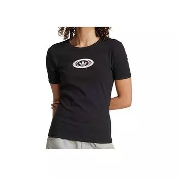 Adidas Оригинальные классические спортивные футболки с удобной облегающей посадкой, круглым вырезом и короткими рукавами, женские футболки, черная KA2686 S