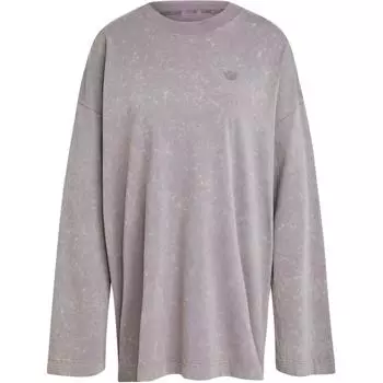 Adidas Оригинальные Премиум Essentials Washed Top Мягкая Удобная Свободная Футболка с Длинным Рукавом Женские Топы Shadow-Grey IY7400 L