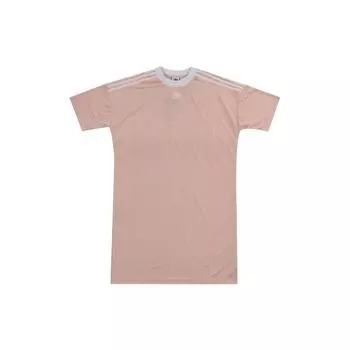 Adidas Оригинальные спортивные модели Lifestyle Series, однотонное платье средней длины с круглым вырезом и коротким рукавом, женские платья, розовое, CE5589 XS