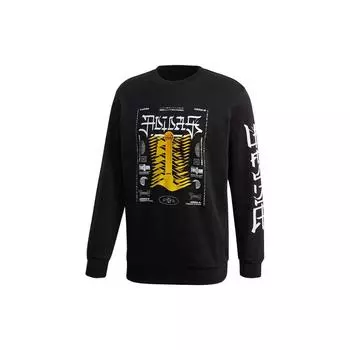 Adidas Оригинальный спортивный свитер с круглым вырезом и длинными рукавами с принтом букв, мужская толстовка, черный цвет GD6001 XS
