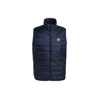 Adidas Originals Пуховик с подкладкой Однотонный Полосатый логотип На молнии Воротник-стойка Жилет Мужской Жилеты Синий HL9216 XS