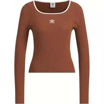 Adidas Оригинальный свитер Adicolor Fw24 с длинным рукавом, женские топы, темно-коричневый JM8053 XS