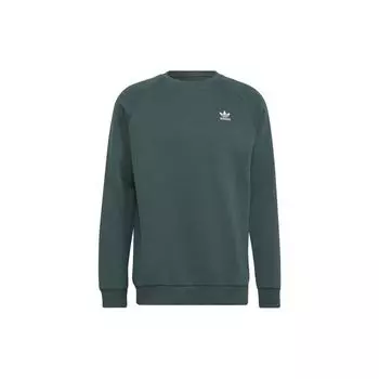 Adidas Оригинальный трилистник, однотонный свитшот с круглым вырезом и длинными рукавами, с принтом логотипа, мужской свитшот, зеленый HJ7993 S