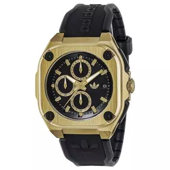 [Adidas Original Swatch] CITY TECH THREE CHRONO Black Dial Stainless Steel Mineral Glass Quartz Watch Brand AOFH24018 Men s [Item]