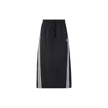 Adidas Originals 3-полосная лоскутная повседневная длинная юбка женская, черная JC6123 S