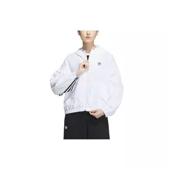 Adidas Originals Adiclub Clover Logo Print Свободная ветровка с капюшоном Женская ветровка Белая IP1804 S