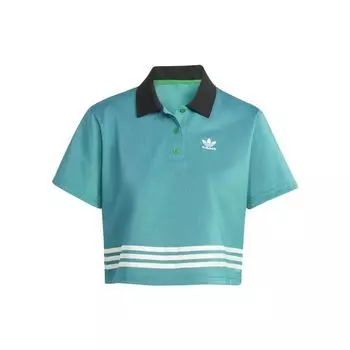 Adidas Originals Adicolor 70s Retro Series Пуловер с логотипом и принтом с короткими рукавами Женские топы Зеленый IK7851 M