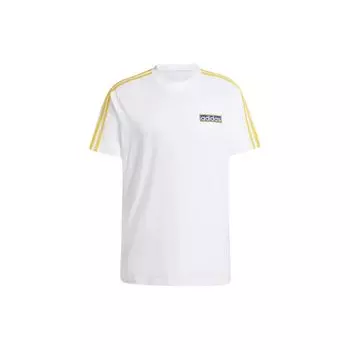 Adidas Originals Adicolor Adibreak Полосатая лоскутная свободная спортивная футболка Мужские топы Желтый Белый IU2360 XL
