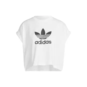 Adidas Originals Adicolor Classics Трилистник с логотипом и круглым вырезом Свободная футболка с короткими рукавами Женские топы Белый IC5467 L