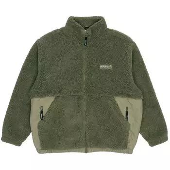 Adidas Originals Adv Sherpa Outdoor Logo Спортивная флисовая куртка с воротником-стойкой Мужские куртки Зеленые HC0365 S