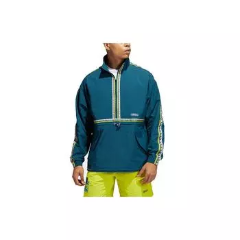 Adidas Originals Анорак с трилистником и лентой на полумолнии, спортивная куртка, мужская верхняя одежда, бирюзово-зеленый GN3894 M