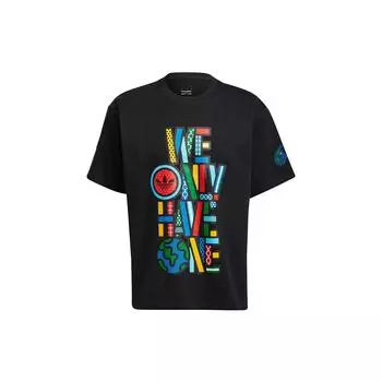 Adidas Originals Artist Tee Ss Графический принт Повседневная спортивная футболка с коротким рукавом Мужские топы Черный HA4692 S