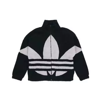 Спортивная плотная куртка Adidas Originals Velvet Stand Collar с контрастным логотипом, унисекс, черная HC0325 XXXS