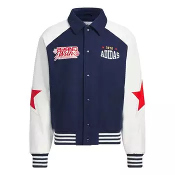 Adidas Originals Bbrtr Удобная спортивная теплая свободная куртка-поло с воротником-поло унисекс, куртка темно-индиго, ярко-белая JN0775 XS