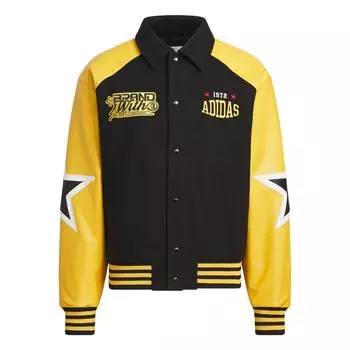 Adidas Originals Bbrtr Удобная спортивная теплая свободная куртка-поло с воротником-поло унисекс, черная, нежно-желтая JN0776 S