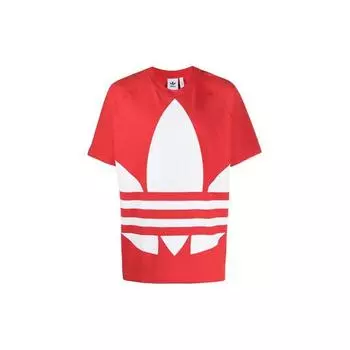 Adidas Originals Bg Trefoil Tee Большой логотип Свободная футболка с короткими рукавами Мужские топы Красный FM9906 XL
