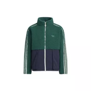 Adidas Originals Classics Трилистник с вышивкой логотипа Флисовая куртка с воротником-стойкой Верхняя одежда унисекс Зеленый HY1377 XL