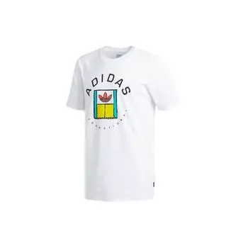 Adidas Originals Clover Fun Logo Print Спортивная футболка с коротким рукавом Мужские топы Белые DT8111 L