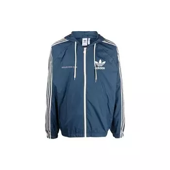 Adidas Originals Clover Logo Print С капюшоном и шнурком Спортивная куртка Мужская верхняя одежда Синий HL9281 S