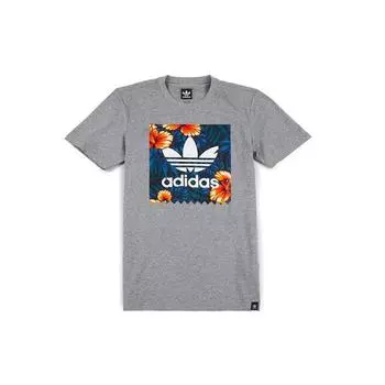 Adidas Originals Clover с цветочным принтом Повседневная футболка с коротким рукавом Мужские топы Серый BJ8719 XS