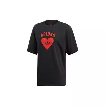 Adidas Originals Clover V Day Tee Повседневная спортивная футболка Heart Poker Дышащая футболка с короткими рукавами Мужские топы Черный FH7885 L