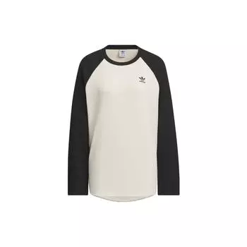 Adidas Originals Цветная футболка с круглым вырезом и длинными рукавами с принтом Женские топы Wonder-White Black IX6685 L