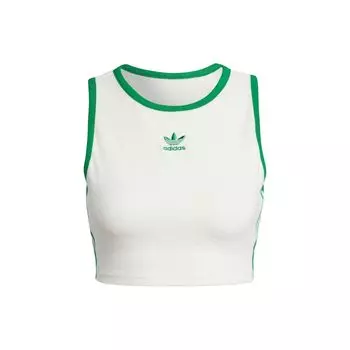 Adidas Укороченная майка с вышитым логотипом Originals, женские топы, белые JH0622 L